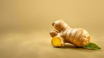 A single ginger on a pastel background. photo