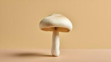A single ear of mushroom on a pastel background. photo