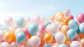 colorful party balloons in pastel colors photo