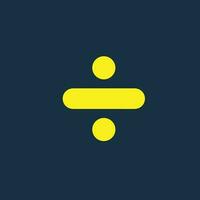 Round yellow icon of division symbol on dark blue background. Basic mathematical symbol. Calculator button icon. business finance concept in vector. vector