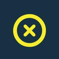 Round yellow icon of multiplication symbol on dark blue background. Basic mathematical symbol.Business finance concept in vector. vector