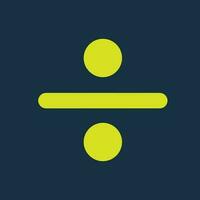 Round yellow icon of division symbol on dark blue background. Basic mathematical symbol. Calculator button icon. business finance concept in vector. vector