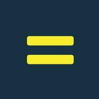 Round yellow icon of equals symbol on dark blue background. Basic mathematical symbol. business finance concept in vector. vector