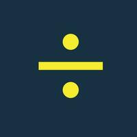 Round yellow icon of division symbol on dark blue background. Basic mathematical symbol. Calculator button icon. business finance concept in vector. vector