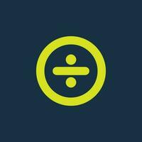 Round yellow icon of division symbol on dark blue background. Basic mathematical symbol. Calculator button icon. business finance concept in vector. vector