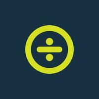 Round yellow icon of division symbol on dark blue background. Basic mathematical symbol. Calculator button icon. business finance concept in vector. vector