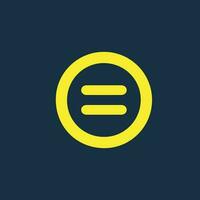 Round yellow icon of equals symbol on dark blue background. Basic mathematical symbol. business finance concept in vector. vector