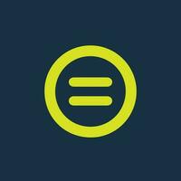 Round Green icon of equals symbol on dark blue background. Basic mathematical symbol. business finance concept in vector. vector