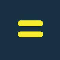 Round yellow icon of equals symbol on dark blue background. Basic mathematical symbol. business finance concept in vector. vector