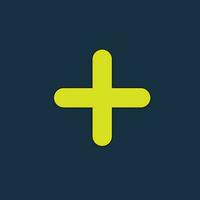 Green icon of a plus symbol on dark blue background. Plus icon Basic mathematical symbol.Calculator button icon. Business finance concept in vector. vector