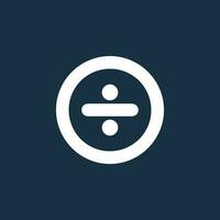 Round yellow icon of division symbol on dark blue background. Basic mathematical symbol. Calculator button icon. business finance concept in vector. vector