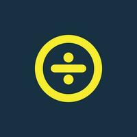 Round yellow icon of division symbol on dark blue background. Basic mathematical symbol. Calculator button icon. business finance concept in vector. vector