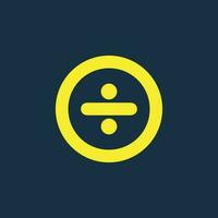 Round yellow icon of division symbol on dark blue background. Basic mathematical symbol. Calculator button icon. business finance concept in vector. vector