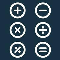 Basic mathematical symbol. Plus and minus icon set. Math symbol. equals symbol. Add sign. Multiply icon. division, Calculator button, business finance concept. isolated Yellow and dark blue vector