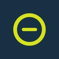 Round green icon of a Minus symbol on dark blue background. Basic mathematical symbol.Business finance concept in vector. vector