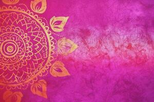 Fuchsia Crayola color background paper texture Rangoli pattern painting. photo