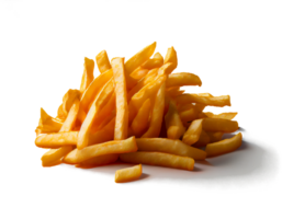 français frites sur une transparent Contexte pour décorer projets à propos déchet aliments. génératif ai png