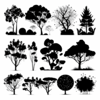 ensemble de des arbres silhouettes png