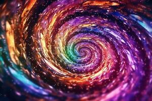Iridescent sparkle rainbow fairy dust spiral swirl. Glitter shimmer galaxy spin. photo