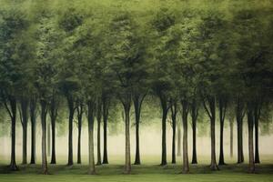 A row of trees in a large park. photo