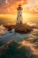 Lighthouse During Golden Hour. photo