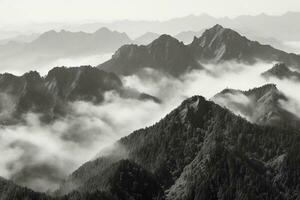 Haze, fog and mountains. AI generative photo