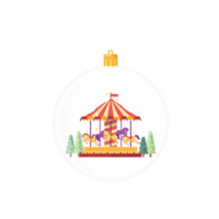 Hanging glass ball with merry-go-round png