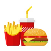 Hamburger français frites et un soda png