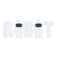 mot robot avec deux personnages robots mignons png