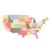 coloré Etats-Unis carte séparé par États png