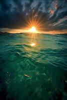 Looking into the glowing ocean. photo