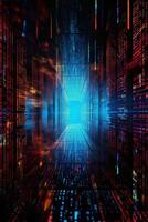 Binary code on a holographic background. photo