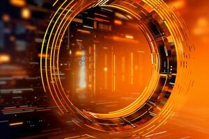 Orange background, technology halo. photo