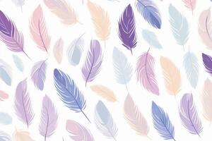 pattern featuring minimalistic and stylized illustrations of feathers. photo