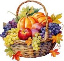 autumn harvest watercolor ai generate png