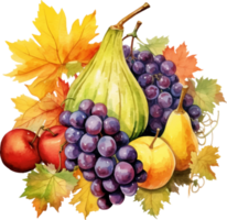 autumn harvest watercolor ai generate png