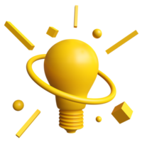 Glowing yellow bulb with ball ring Modern geometry. concept of creativity, new innovation Knowledge, and learning. png