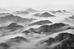 Haze, fog and mountains. photo