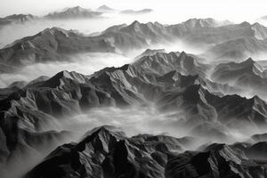 Haze, fog and mountains. AI generative photo