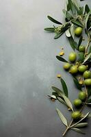 A photo of an minimalist olives background. AI generative