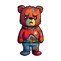 Grunge and horror style bear stickers - AI Generated png