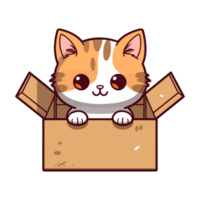 Cute cat in cardboard - AI Generated png