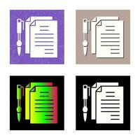 Unique Documents and Pen Vector Icon