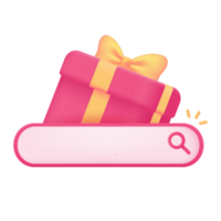 App search bar gift box promotion discount product festival season 3d illustration png
