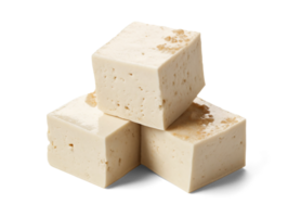 Tofu cubes isolated on transparent background, png