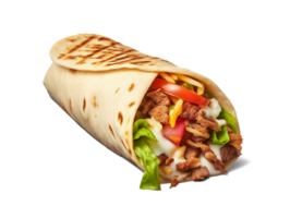 Shawarma sandwich isolated on transparent background, png