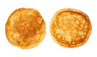 Thin pancakes isolated on transparent background, top view, png