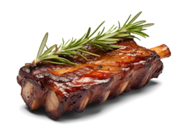 Grilled pork ribs isolated on transparent background, png