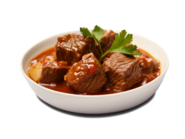 Beef stew traditional homemade goulash isolated on transparent background, png
