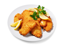 Wiener schnitzel isolated on transparent background, png